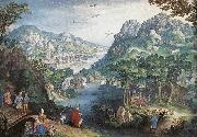 CONINXLOO, Gillis van Mountain Landscape with River Valley and the Prophet Hosea dsg oil painting reproduction